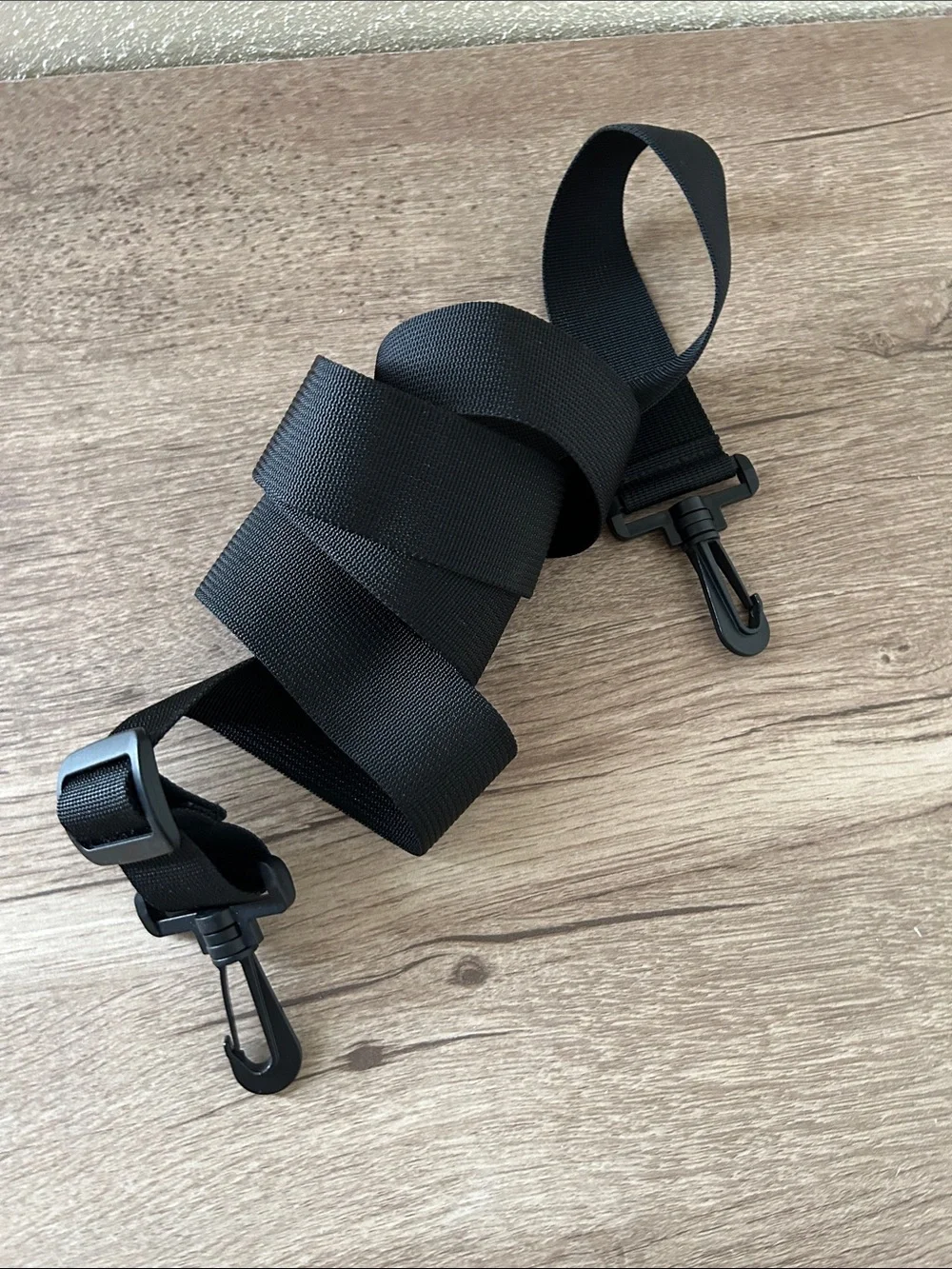 Black Adjustable Bag Strap with Durable Clips